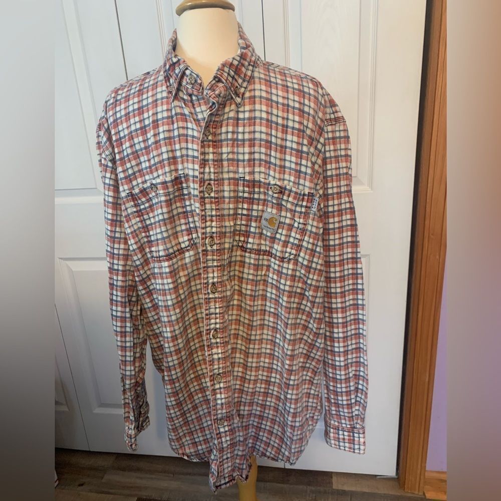 Mens Carharrt Plaid Button Down Shirt Large